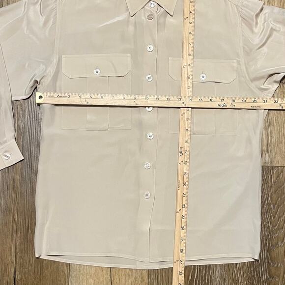 VTG Jones New York 100% Silk Sheer Blouse 8 Ivory Old Money Elegant Minimalist - Picture 8 of 8